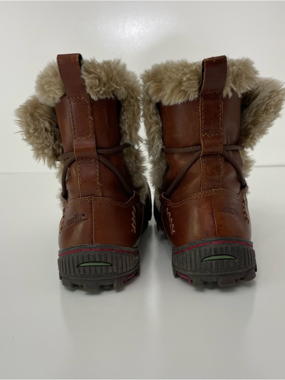 Earth Kalso Bridle Brown Leather Lace-Up Faux Fur Winter Boots, Women's size 9 - Picture 5 of 12
